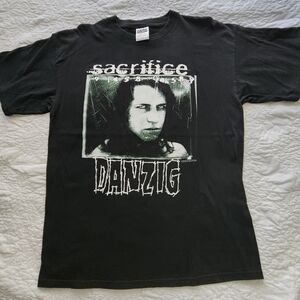 Vintage 90s Danzig Sacrifice Album Band Black Graphic T-Shirt, XL, 100% Cotton